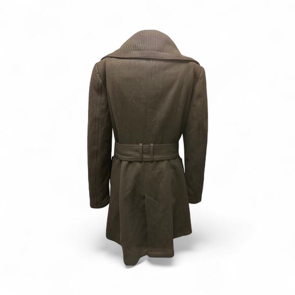 Zara Basic Coat Womens M Black Wool Blend Gorpcore Belted Utility Outdoor Winter - Picture 4 of 8